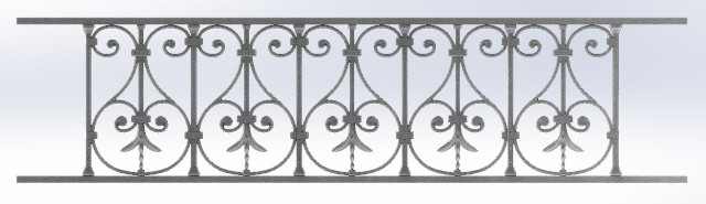 garde-corps, barre d'appui, appui de fenêtre, en fonte moulée et fer forgé_LOISELET_BM-face